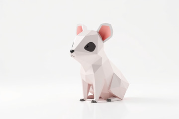 低多边形风格的卡通小鼠模型