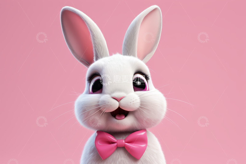 高清大图下载【趣麦麦图】粉色背景可爱动画兔子