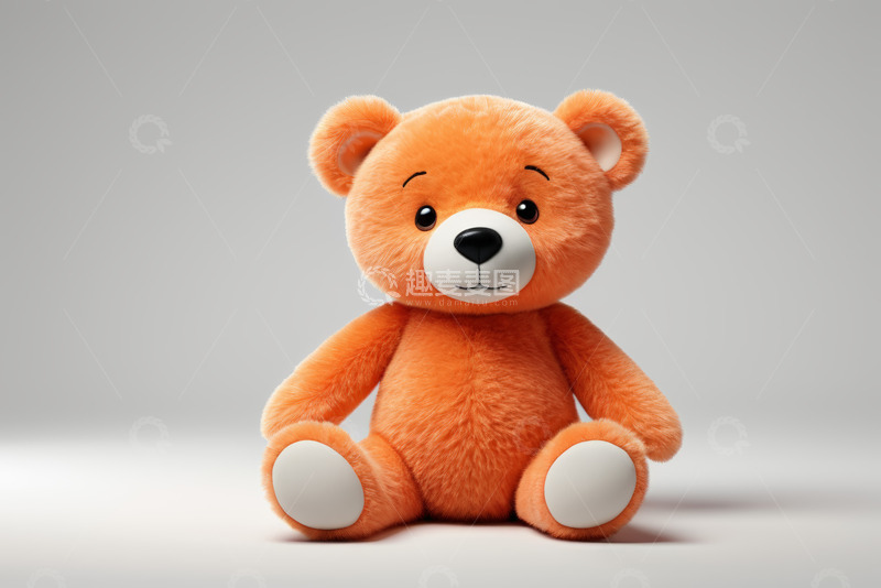 高清大图下载【趣麦麦图】橙色毛绒小熊玩具特写