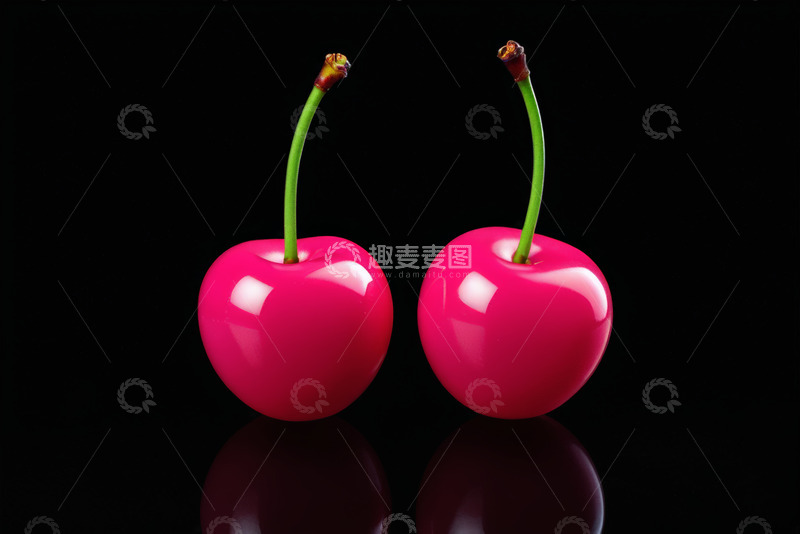 高清大图下载【趣麦麦图】两颗红樱桃特写