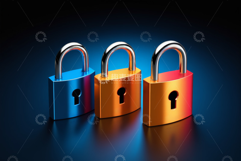 高清大图下载【趣麦麦图】三把彩色挂锁特写