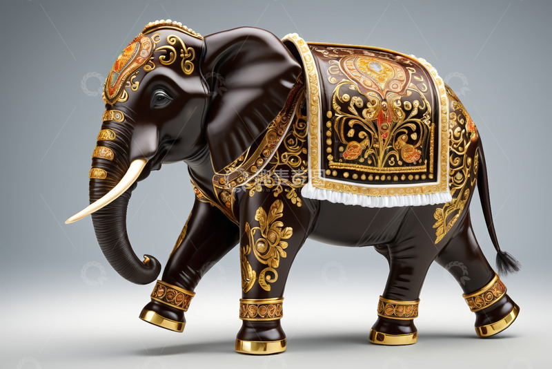 高清大图下载【趣麦麦图】装饰华丽的大象工艺品