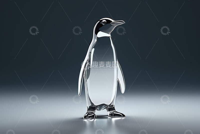 高清大图下载【趣麦麦图】透明质感企鹅摆件