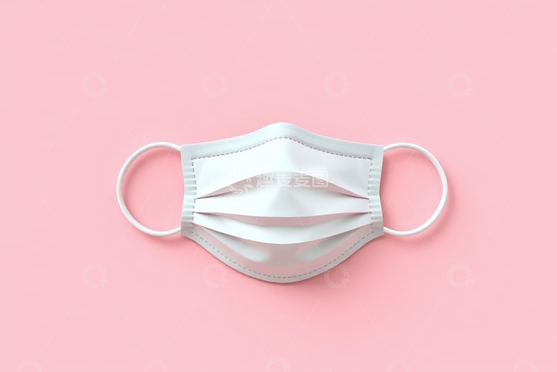 高清大图下载【趣麦麦图】粉色背景上的白色医用口罩