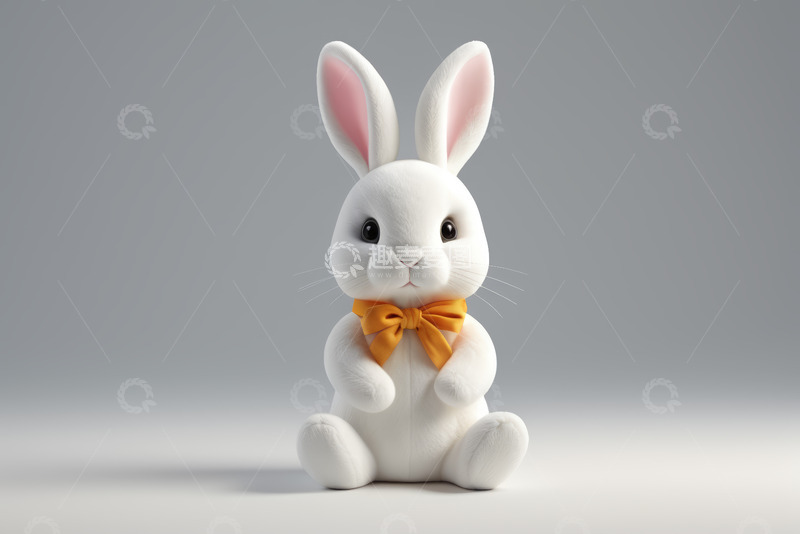 高清大图下载【趣麦麦图】戴领结的可爱白兔形象