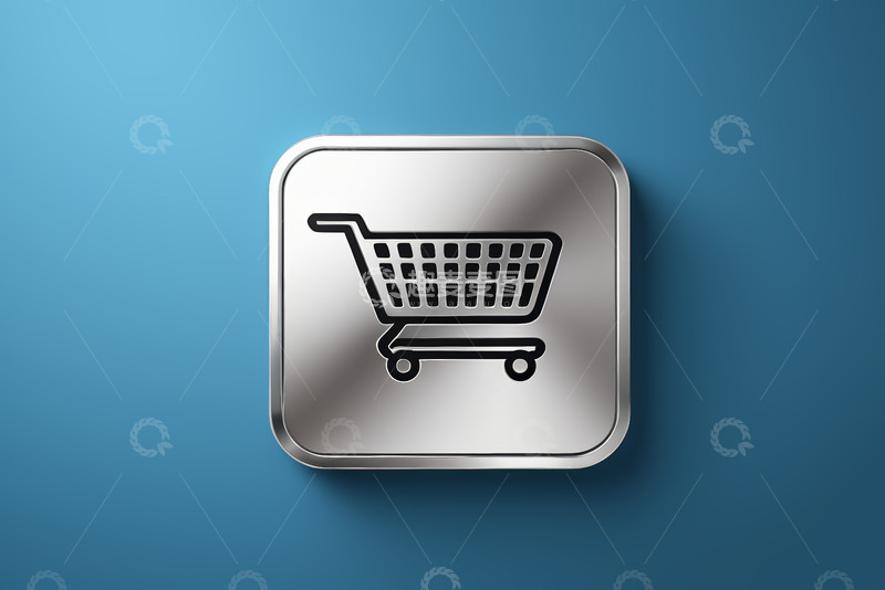 高清大图下载【趣麦麦图】蓝色背景购物车图标