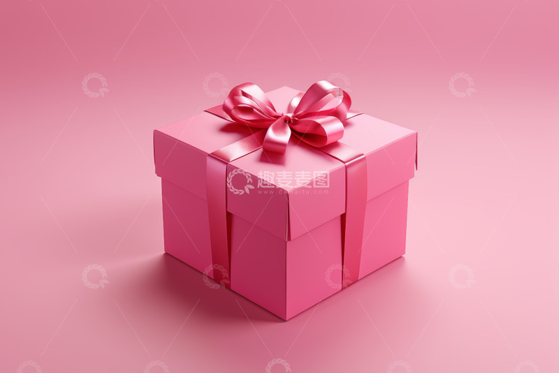 高清大图下载【趣麦麦图】粉色礼品盒带蝴蝶结特写