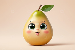 卡通形象梨子表情特写