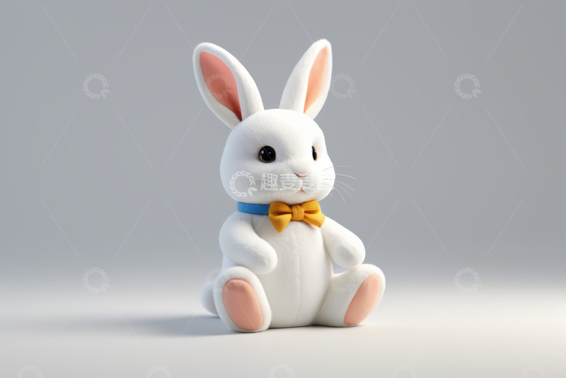 高清大图下载【趣麦麦图】坐着的可爱白色兔子形象