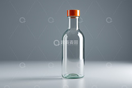 透明玻璃瓶配橙色瓶盖静物