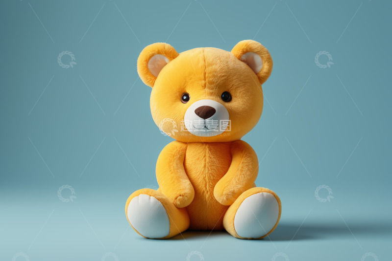 高清大图下载【趣麦麦图】黄色毛绒小熊玩具特写