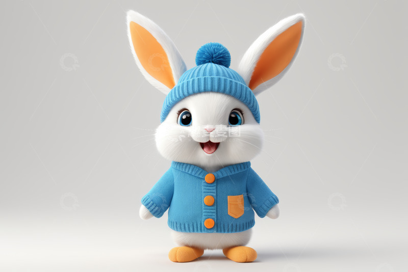 高清大图下载【趣麦麦图】穿毛衣戴帽子的卡通兔子