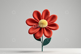 红色花朵3D渲染图