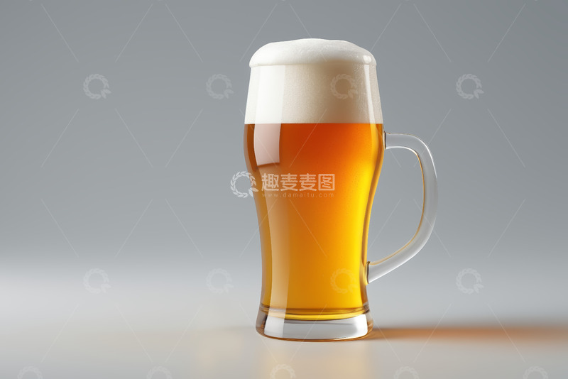 高清大图下载【趣麦麦图】装满泡沫啤酒的玻璃杯