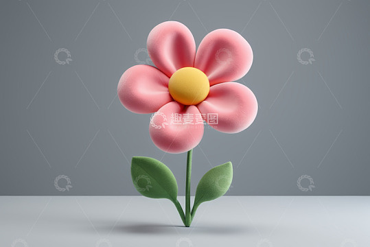 粉色卡通花朵3D模型