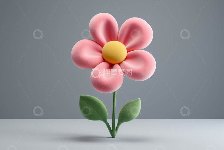 粉色卡通花朵3D模型