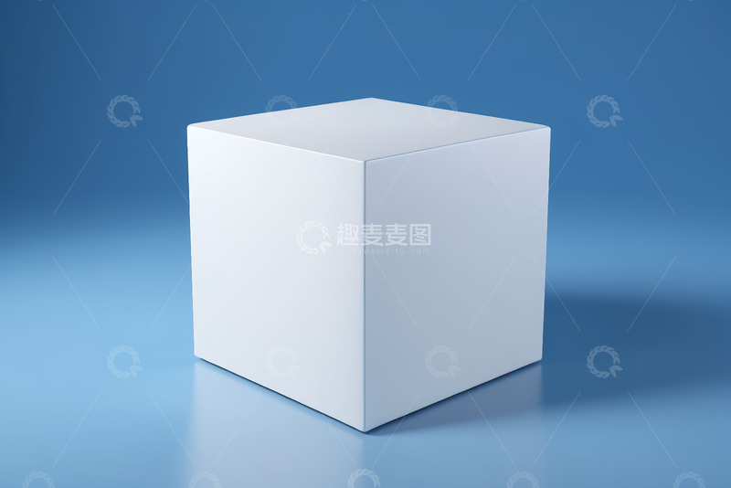 高清大图下载【趣麦麦图】蓝色背景白色立方体