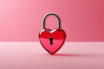 心形锁特写粉色背景