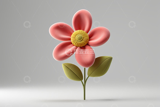 三维立体粉色花朵模型素材