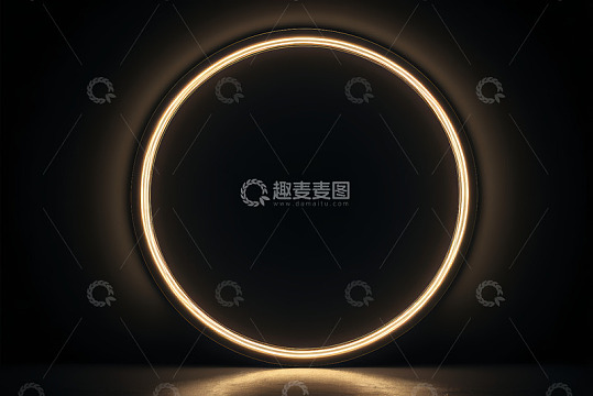 黑色背景上的发光霓虹圆环