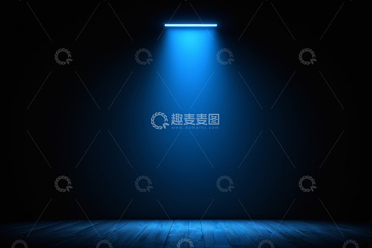 蓝色灯光照亮黑暗空间