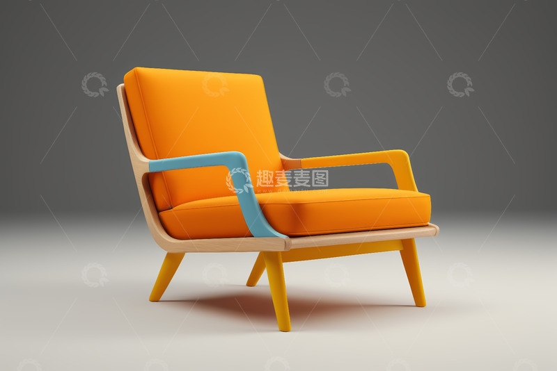 高清大图下载【趣麦麦图】现代风格橙色休闲椅子