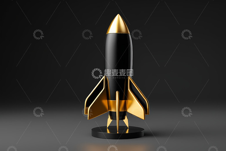 黑色金色火箭模型展示