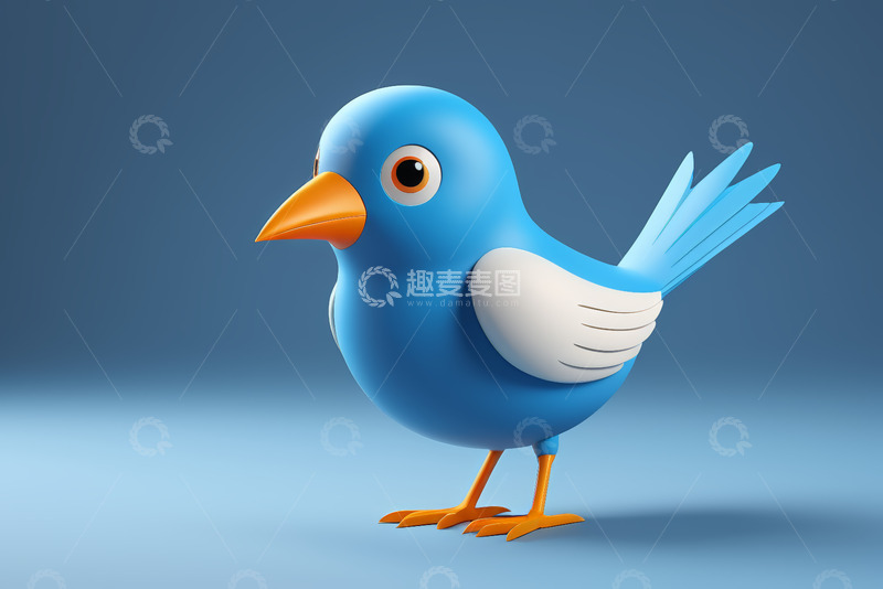 高清大图下载【趣麦麦图】蓝色卡通小鸟形象素材