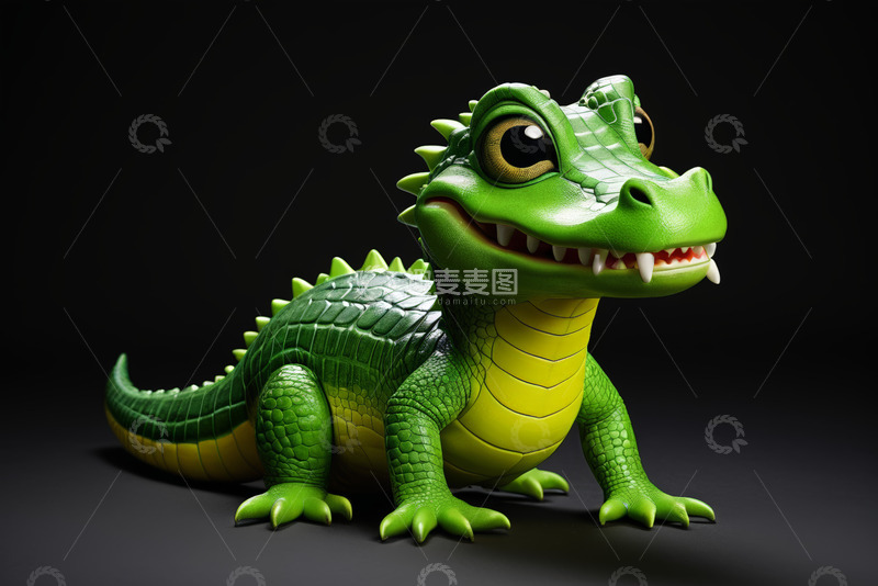 高清大图下载【趣麦麦图】卡通鳄鱼形象特写
