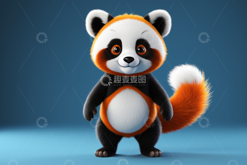 高清大图下载【趣麦麦图】可爱卡通小熊猫站立形象