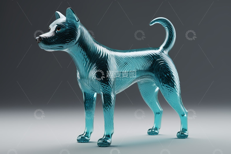 高清大图下载【趣麦麦图】蓝色透明狗形摆件