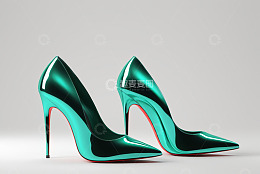 时尚绿色高跟鞋电商产品素材