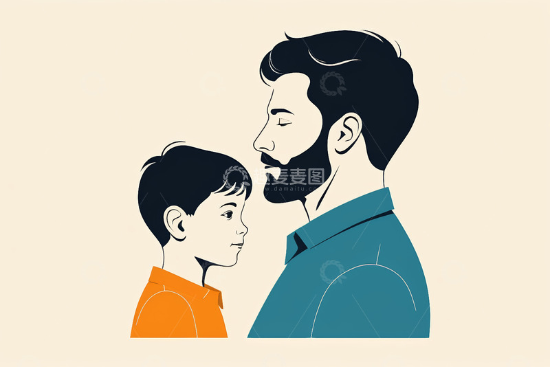 高清大图下载【趣麦麦图】父亲与儿子亲密对视画面