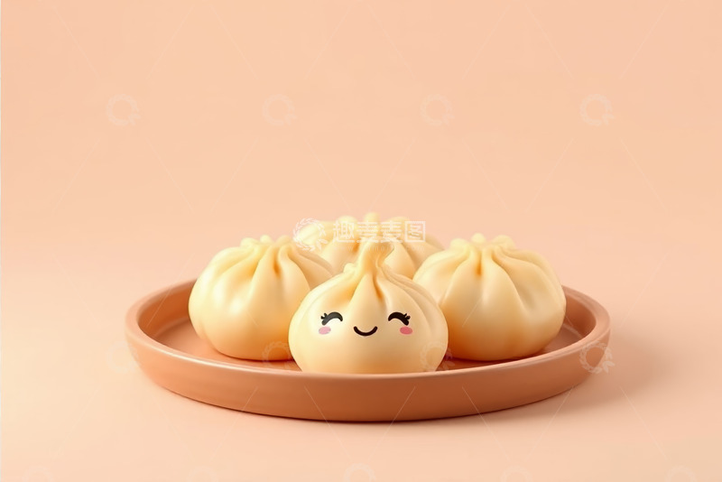 高清大图下载【趣麦麦图】可爱卡通形象小笼包特写