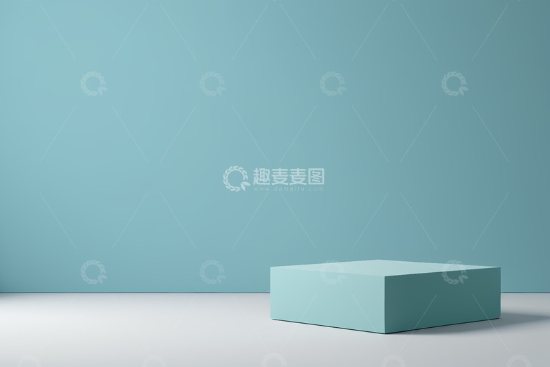 高清大图下载【趣麦麦图】浅蓝色背景上的立体展示台