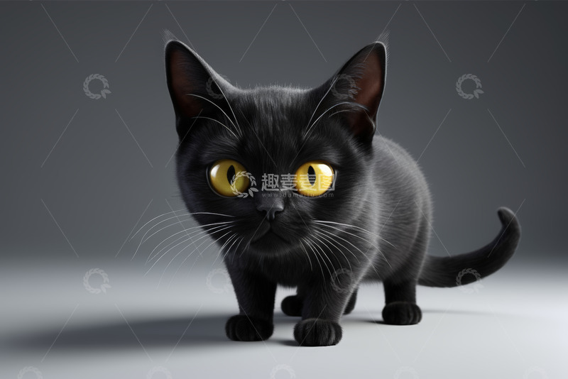 高清大图下载【趣麦麦图】黑猫咪特写