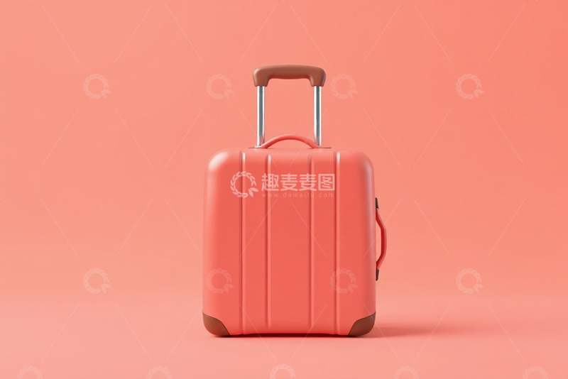 高清大图下载【趣麦麦图】粉色手提行李箱特写