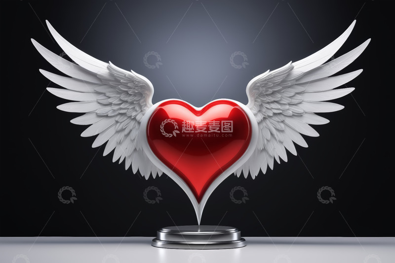 高清大图下载【趣麦麦图】带翅膀红心立体装饰