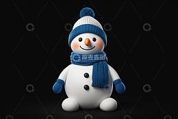 戴帽围巾的可爱雪人
