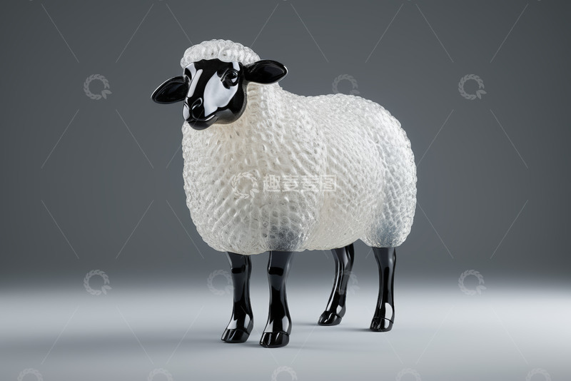 高清大图下载【趣麦麦图】白色绵羊工艺品摆件特写