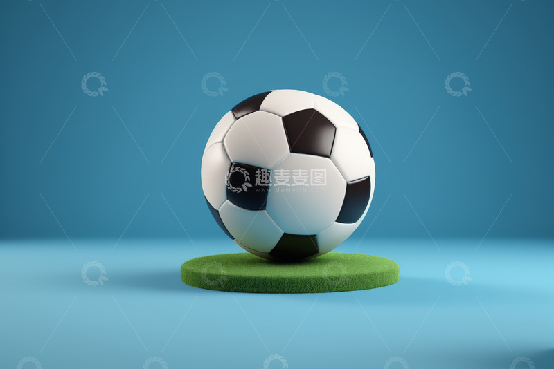 高清大图下载【趣麦麦图】蓝色背景上的足球展示