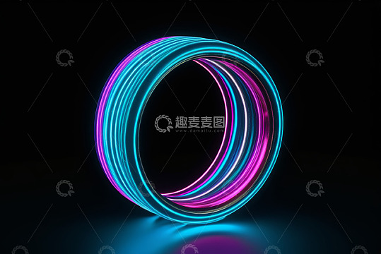 彩色发光霓虹圆环素材