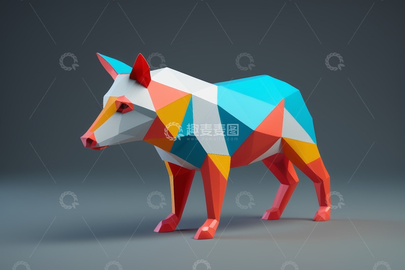 高清大图下载【趣麦麦图】多边形风格动物立体模型
