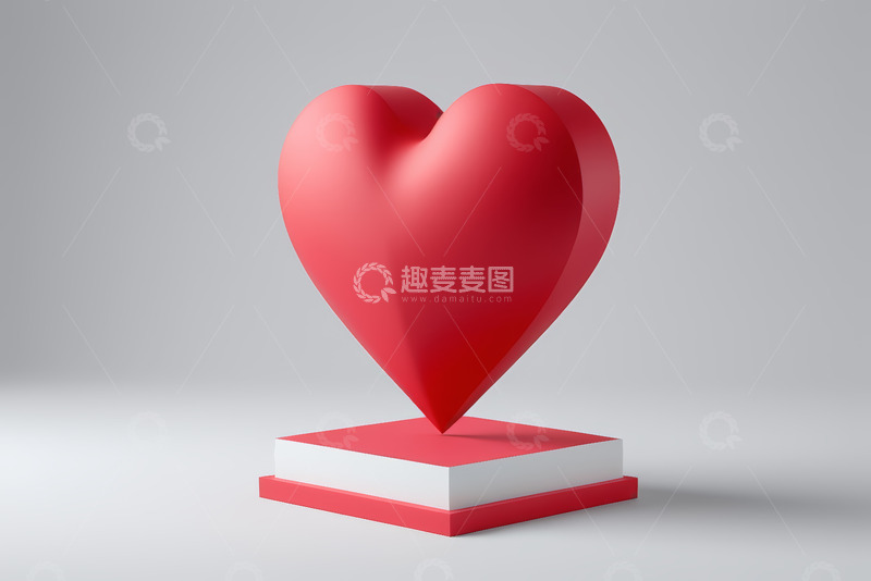 高清大图下载【趣麦麦图】红色爱心立体模型展示