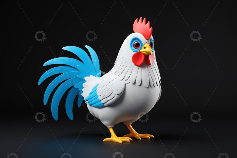 高清大图下载【趣麦麦图】卡通公鸡3D立体形象