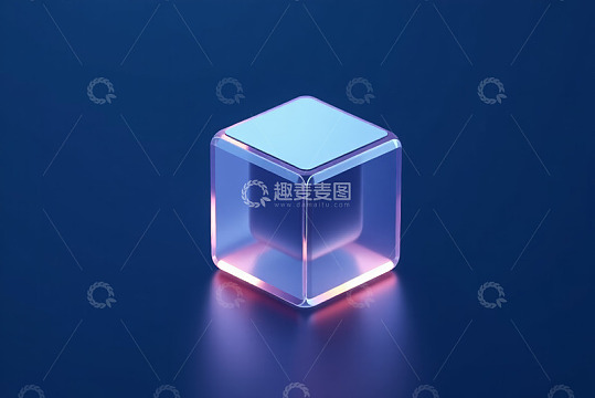 蓝色背景透明立方体