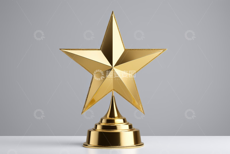 高清大图下载【趣麦麦图】金色五角星形状奖杯