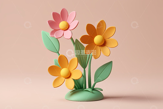 彩色立体花朵装饰摆件