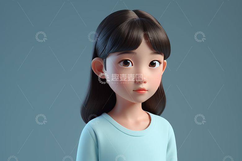 卡通风格小女孩肖像