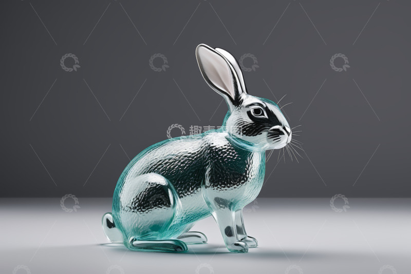 高清大图下载【趣麦麦图】透明玻璃兔子摆件